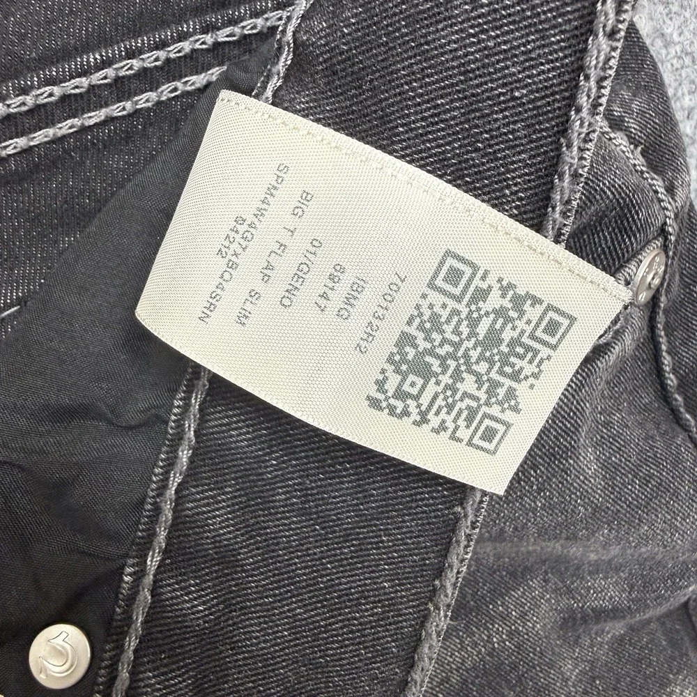 True Religion Geno Relaxed Slim Big T Flap Jeans Men's size 38 38x31 black